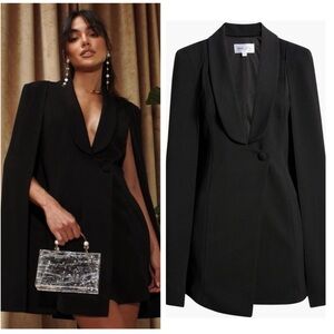 Katie May “Boss Lady” Black Mini Cape Dress  XS
